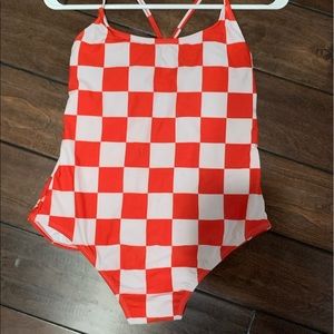 one piece checkered swim suit